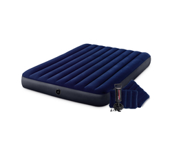 Надувной матрас Classic Downy Airbed Fiber-Tech 152х203х25 см с подушками и насосом